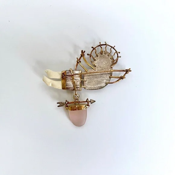 Carolyn Morris Bach  Winged Goddess Brooch 18K,  Fine Sterling Silver - Picture 10 of 13